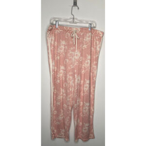 Lucky Brand Women's Lounge Pajama Pants Pink Front Tie Soft Lightweight Size XL